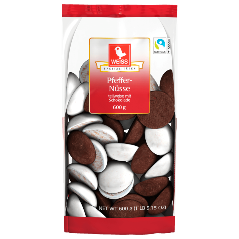 Weiss Pfeffer-Nüsse teilweise mit Schokolade 600g